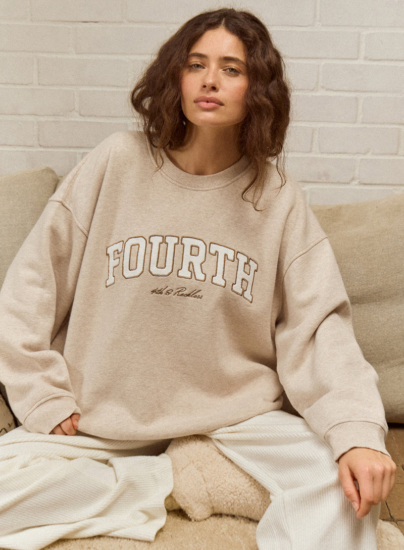 Oatmeal Fourth Slogan Sweatshirt