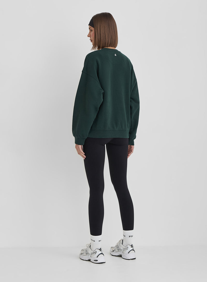 Green Distressed Sunday Slogan Oversized Sweatshirt- Amanda