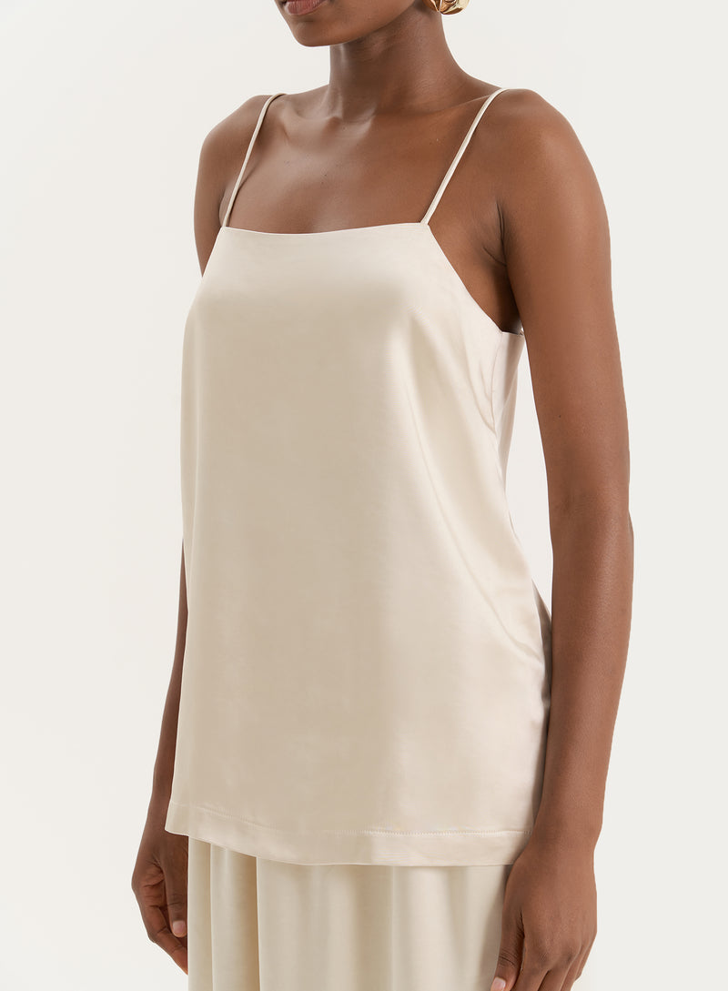 Champagne Satin Square Neck Cami Top- Hemma