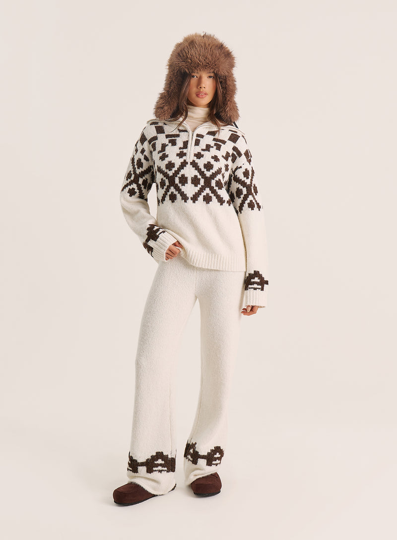 Cream Fairisle Knitted Trousers