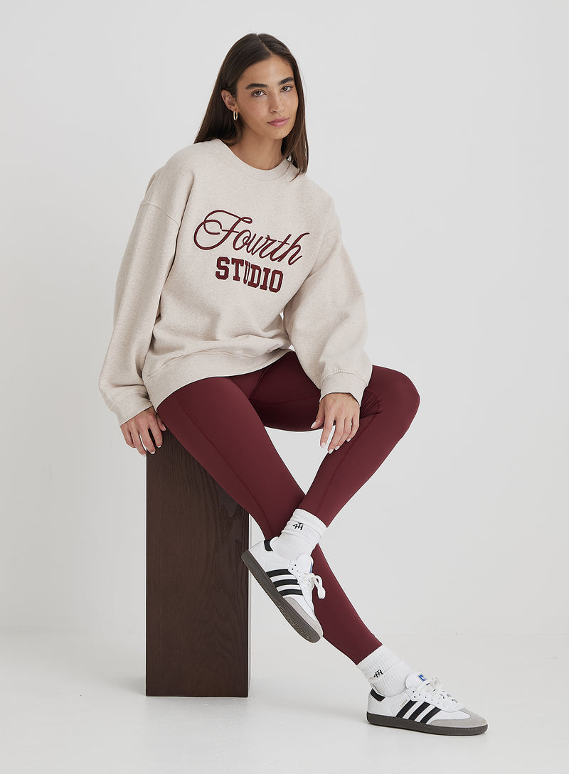 Oatmeal Fourth Studio Slogan Sweatshirt- Chester