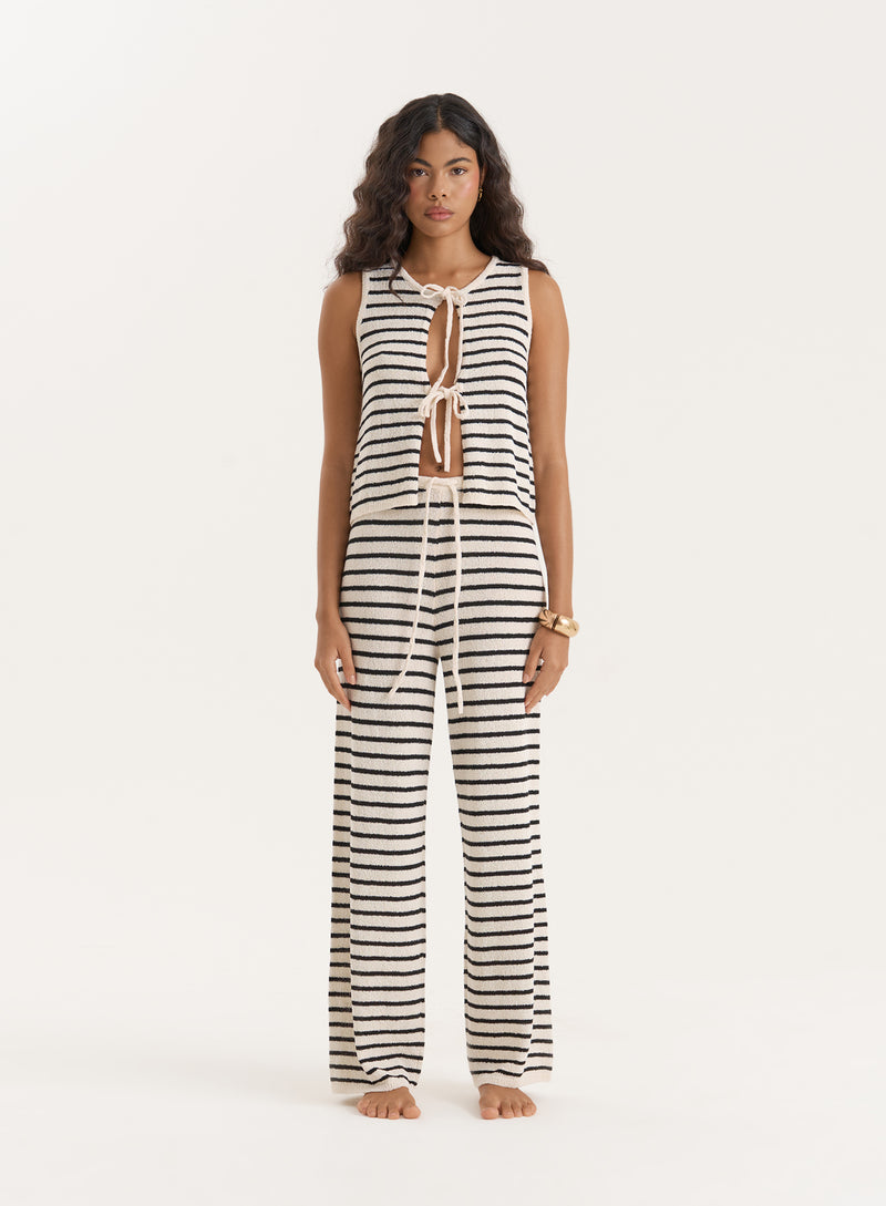 Striped Knitted Wide Leg Trouser- Bria