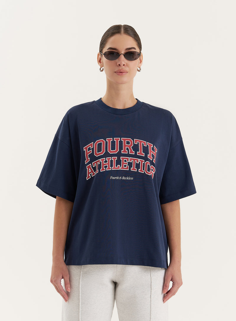 Navy Fourth Athletics Oversized T-Shirt- Siobhan