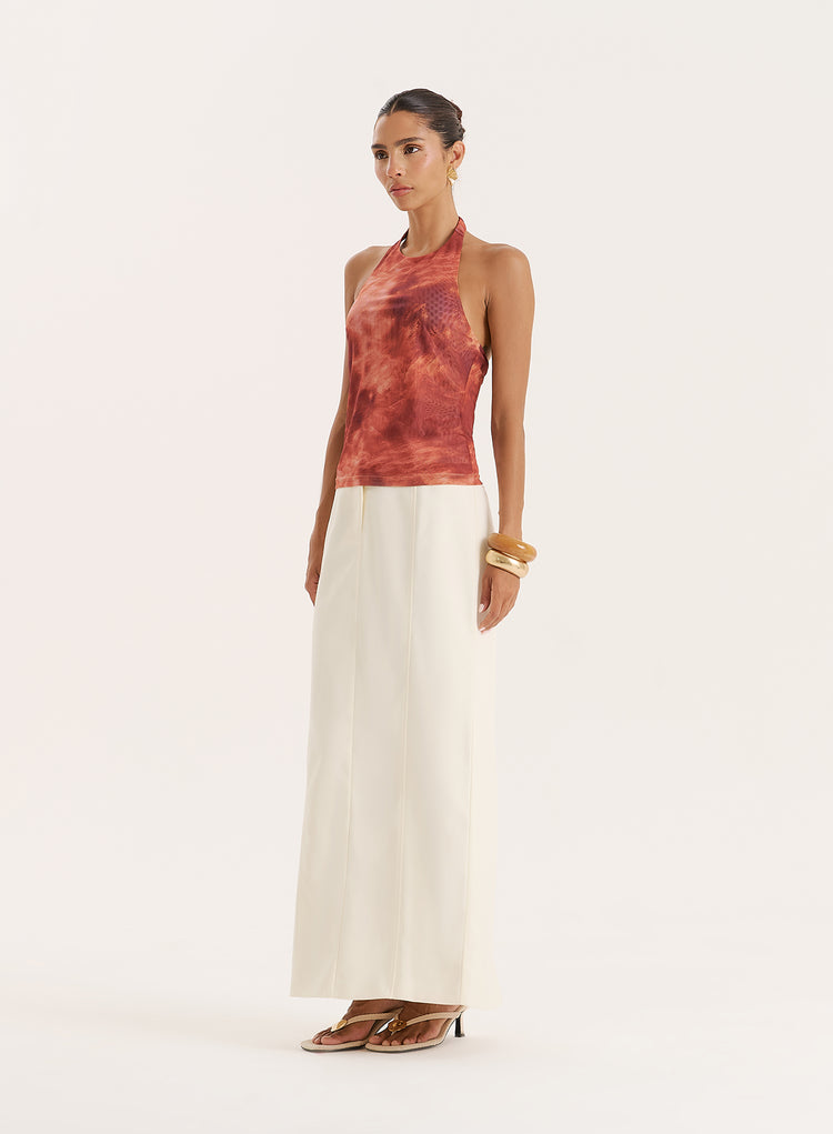 Rust Print Halterneck Top- Saskia