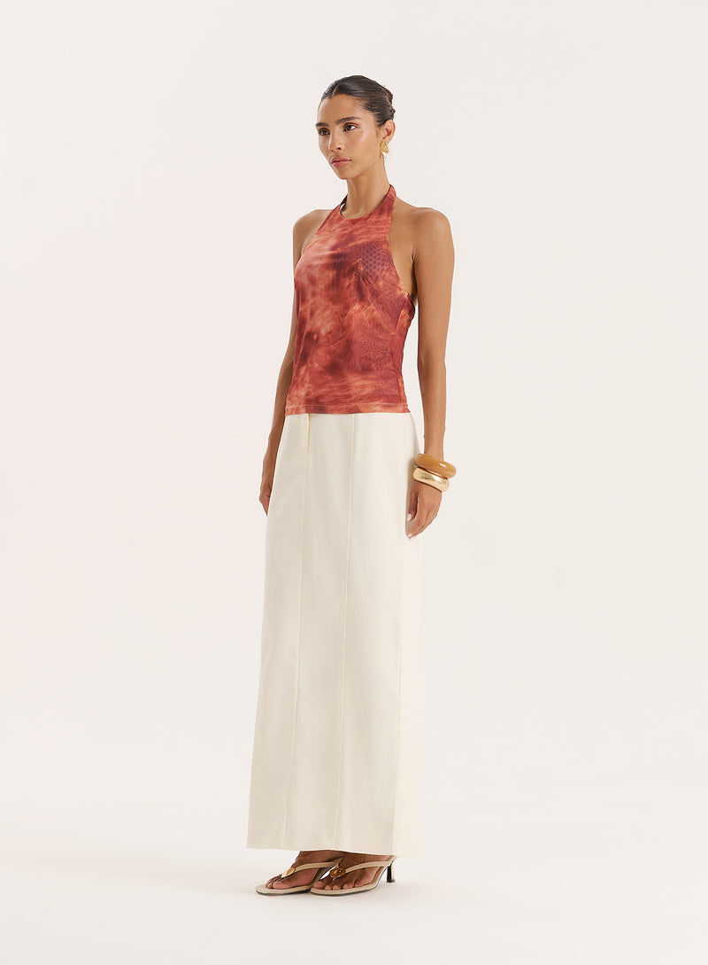 Rust Print Halterneck Top- Saskia