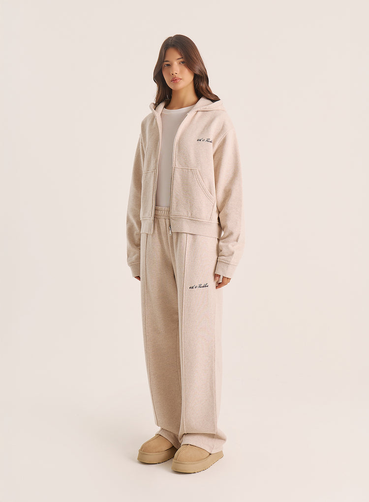 Oatmeal 4th Wide Leg Branded Joggers