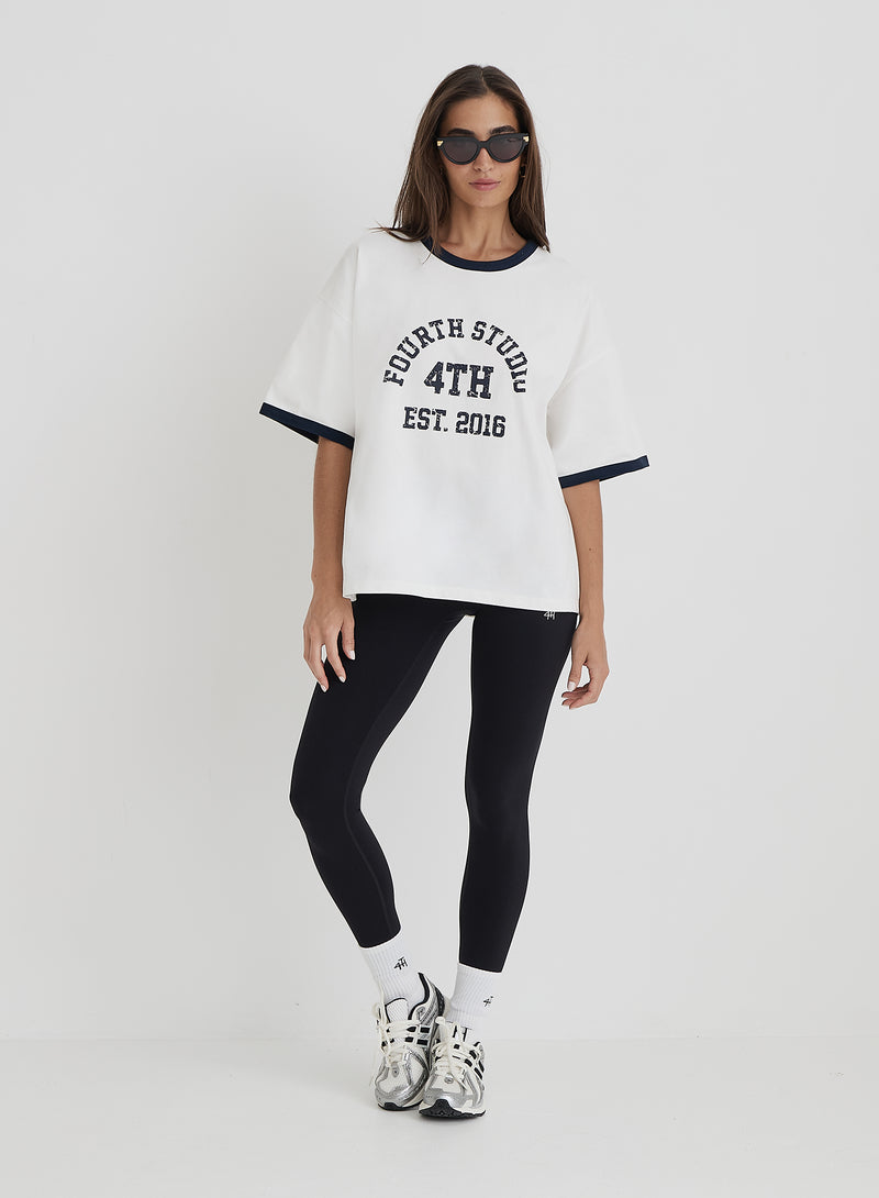 Cream Oversized Distressed Slogan T-Shirt- Finn