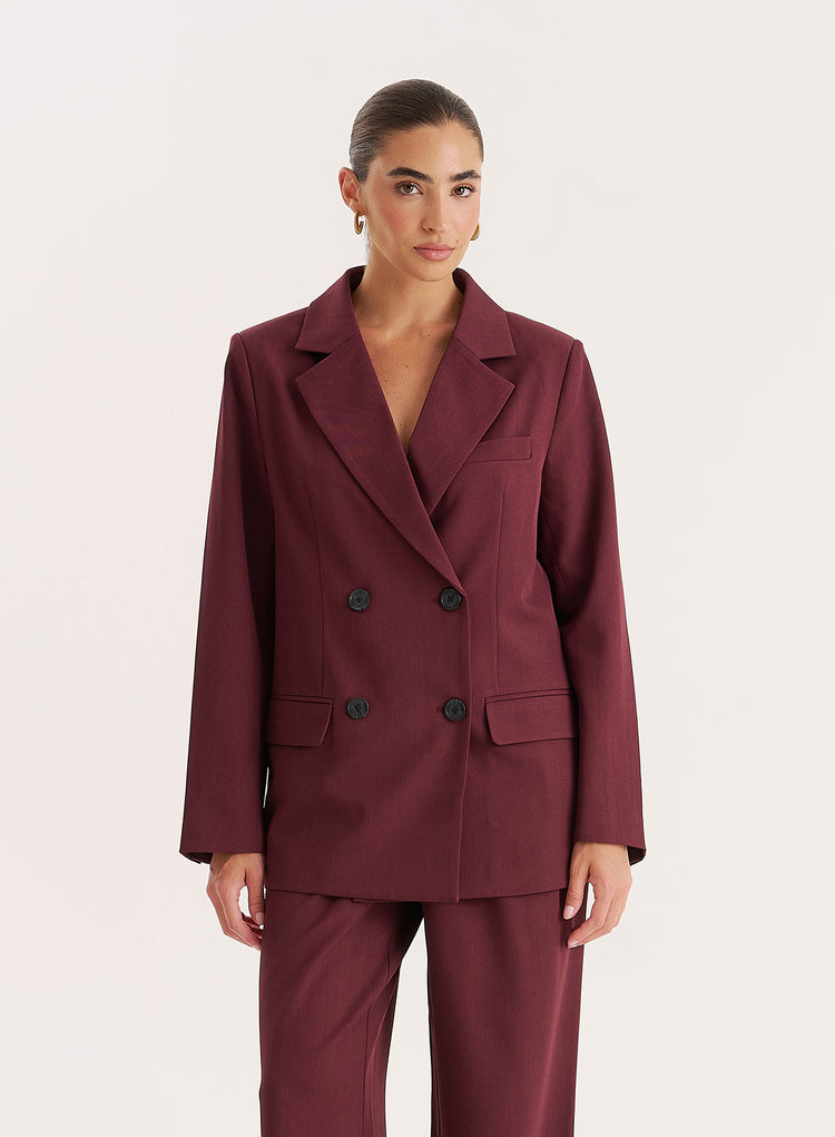 Burgundy Tailored Oversized Blazer-Maggie