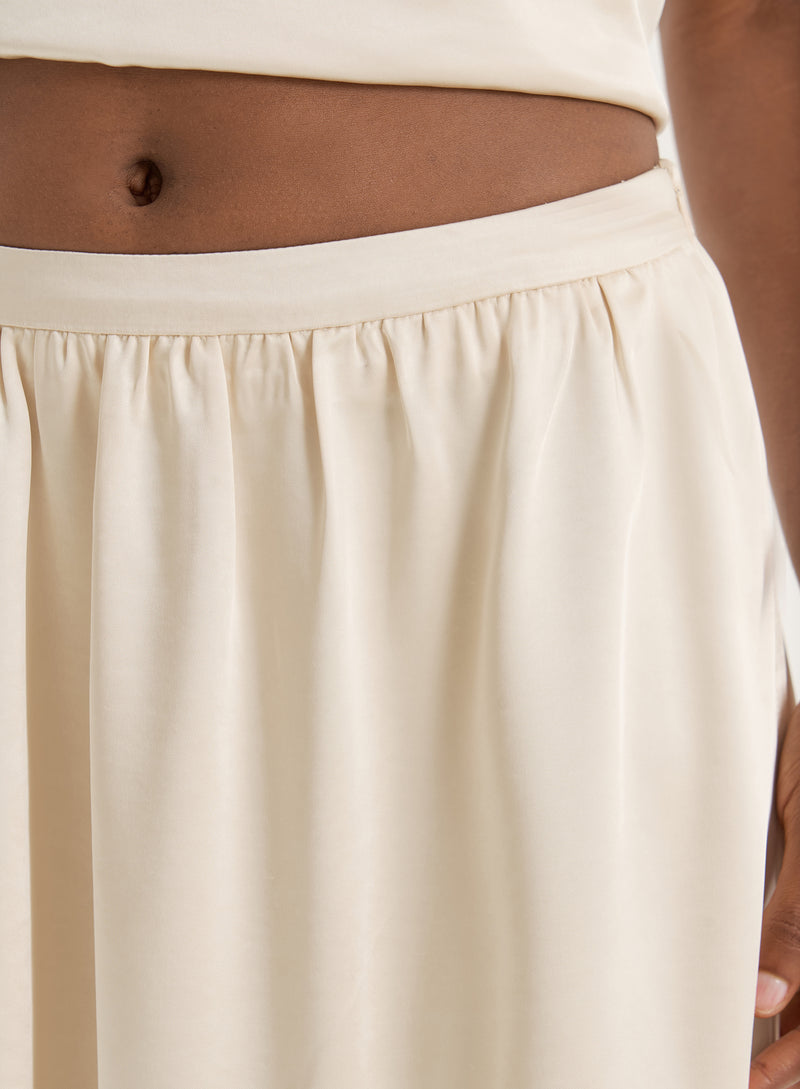 Champagne Satin Maxi Skirt- Hemma