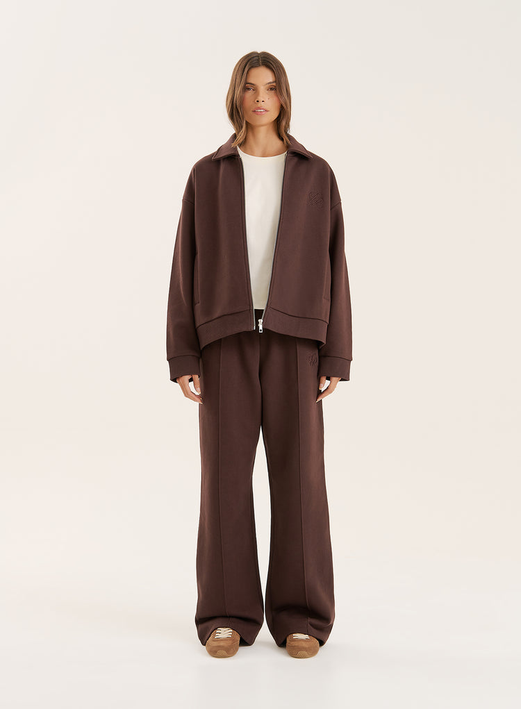 Chocolate 4th Wide Leg Branded Heavyweight Joggers- Valerie
