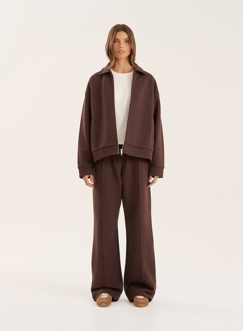 Chocolate 4th Wide Leg Branded Heavyweight Joggers- Valerie