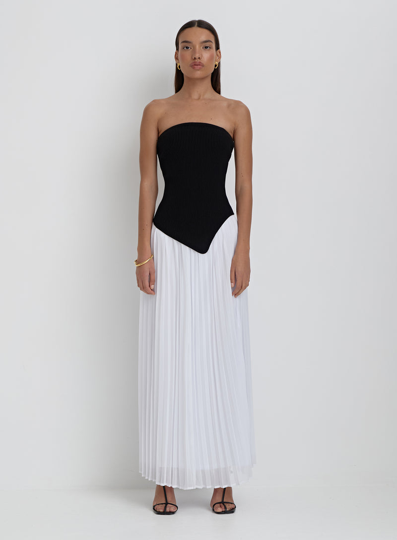 White Pleated Maxi Skirt- Hilda