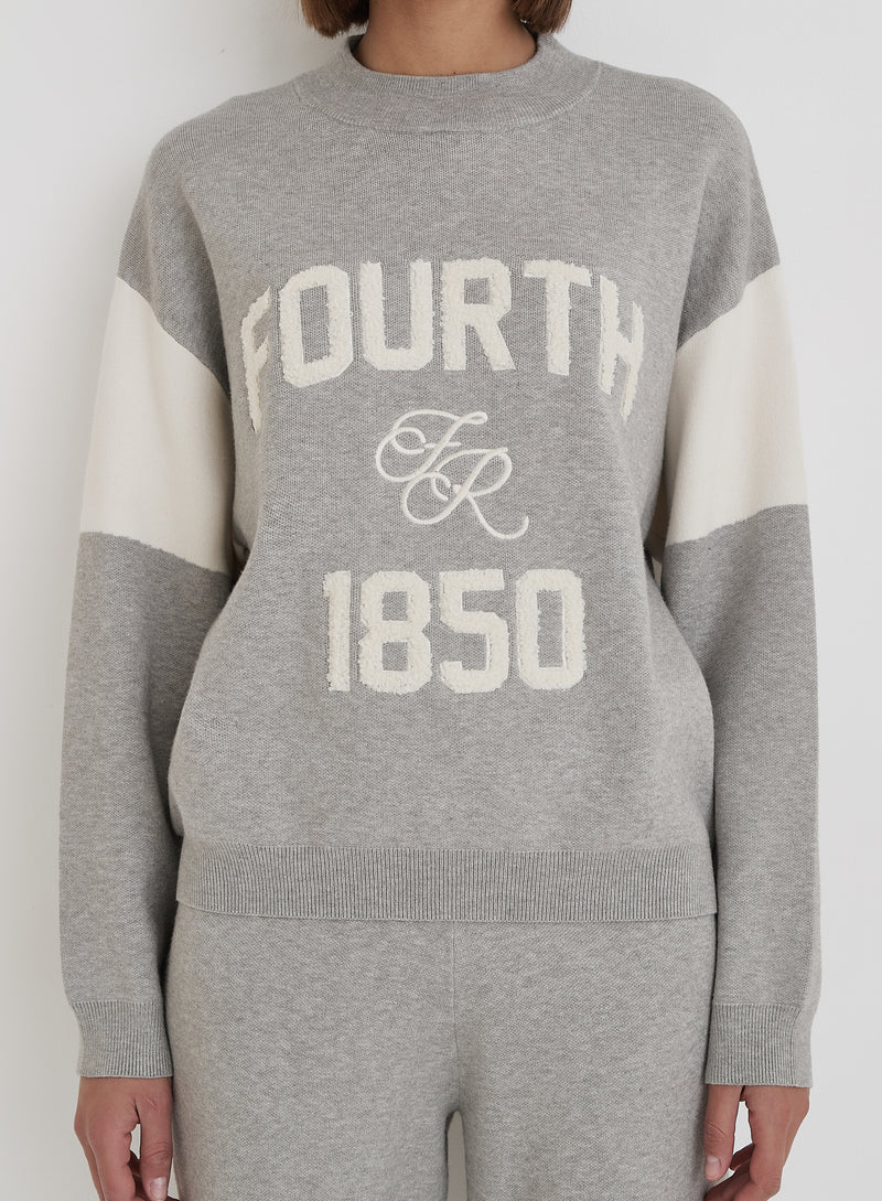 Grey Branded Knitted Jumper- Davis