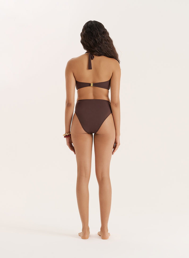 Chocolate Halterneck Tie Bikini Top- Gia