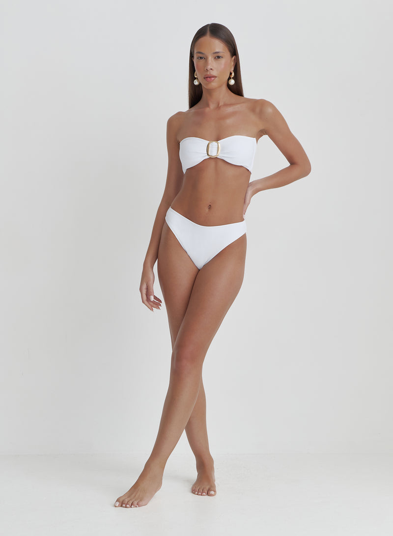 White Gold Hardware Bandeau Bikini Top- Bambou