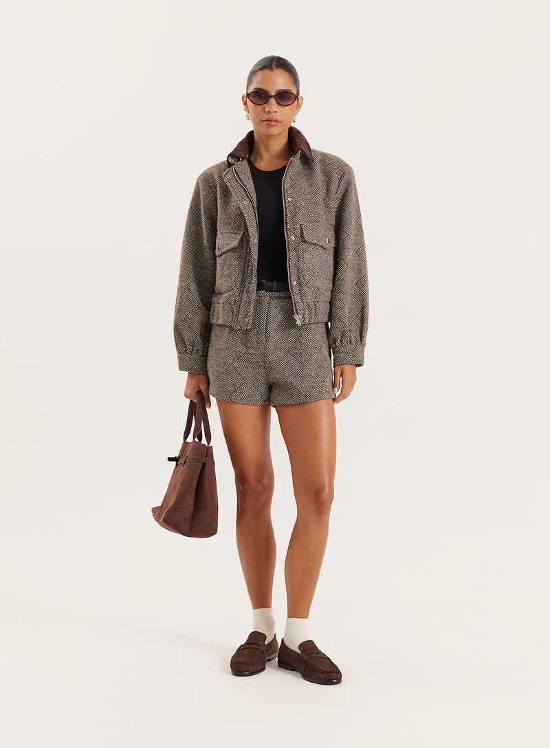 Brown Check Mini Shorts- Ingrid