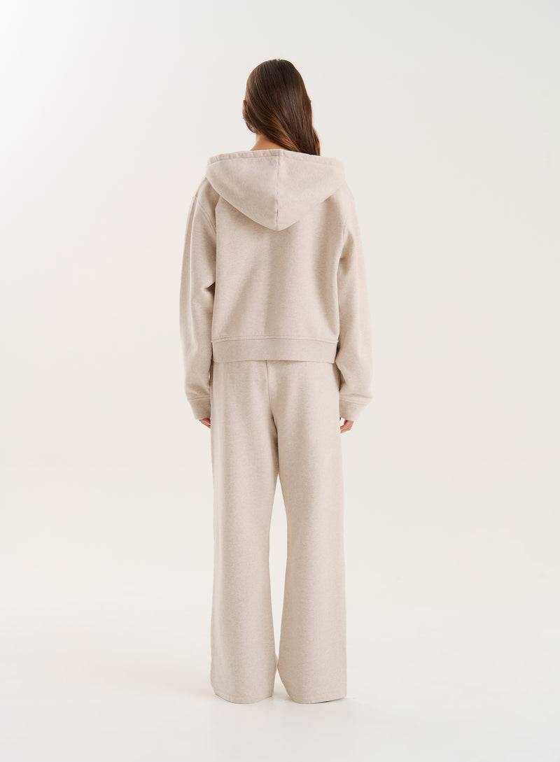 Oatmeal 4th Wide Leg Branded Joggers- Fergie