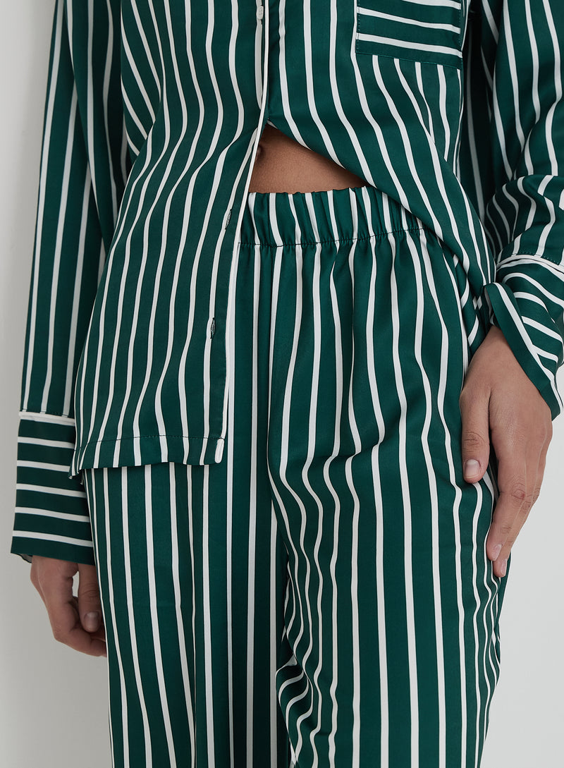 Green Striped Satin Pyjama Trouser- Noelle