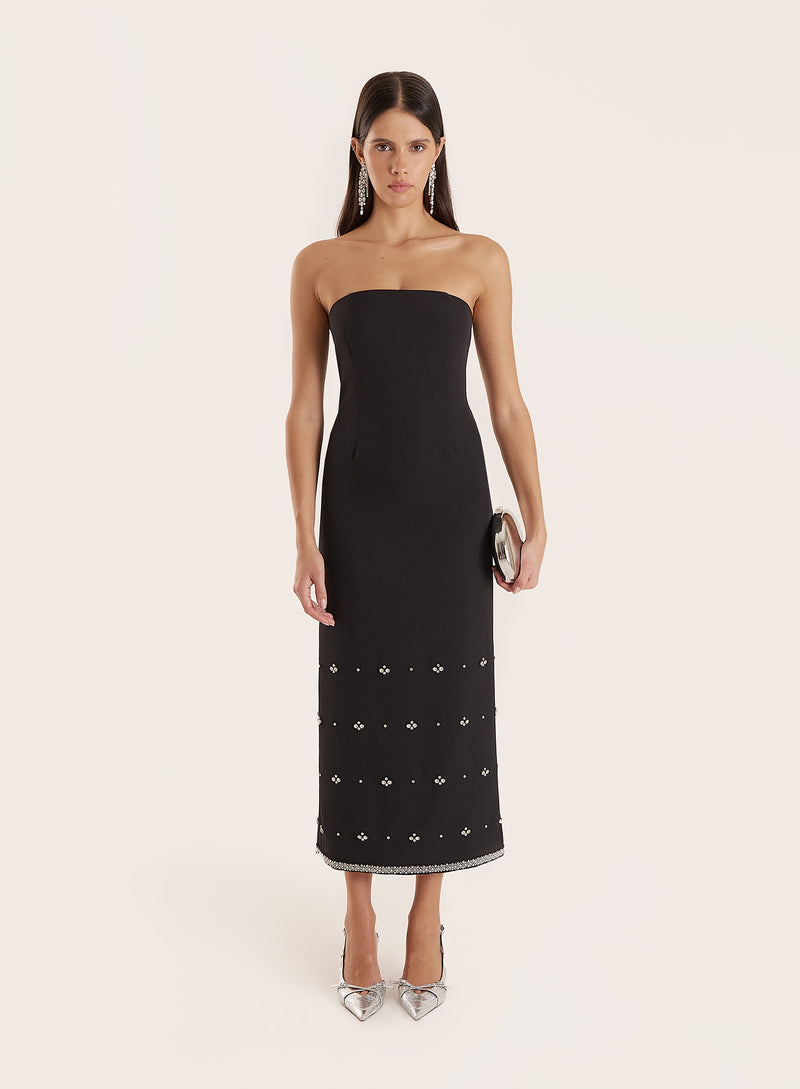 Black Embellished Bandeau Midaxi Dress- Harvey
