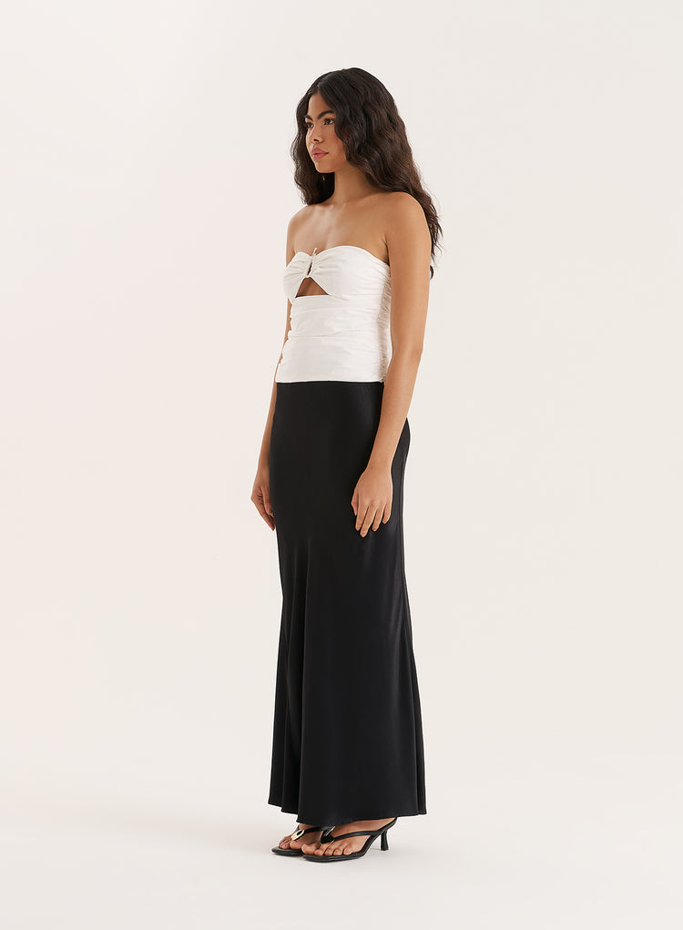 White Cut Out Gold Hardware Bandeau Top- Sally