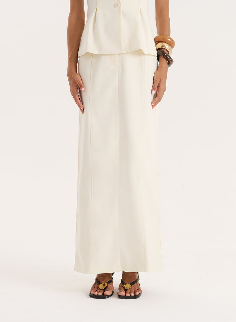 Cream Tailored Maxi Skirt- Mila