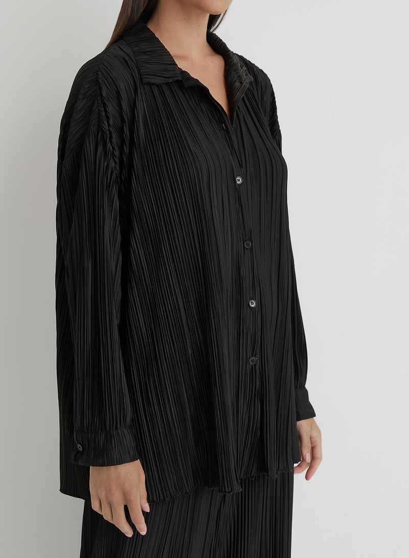 Black Plisse Shirt - Palais