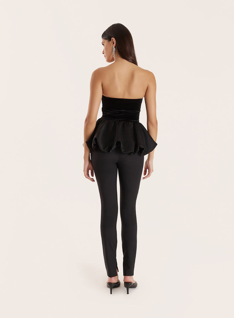 Black Velvet Peplum Corset Top