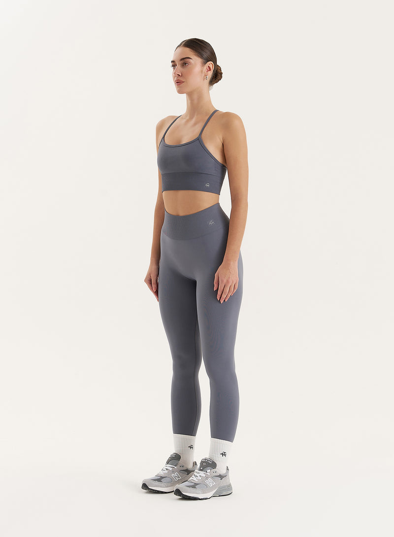 Grey Racer Back Seamless Sports Bra- Jenna