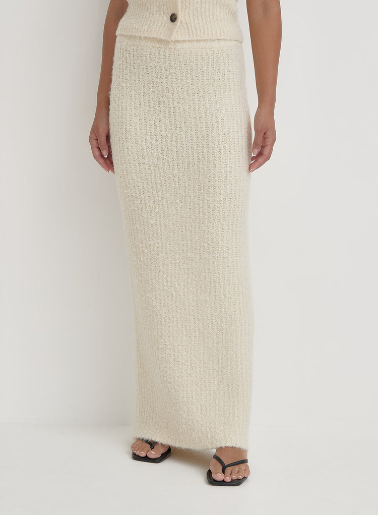 Cream Knit Maxi Skirt- Anine