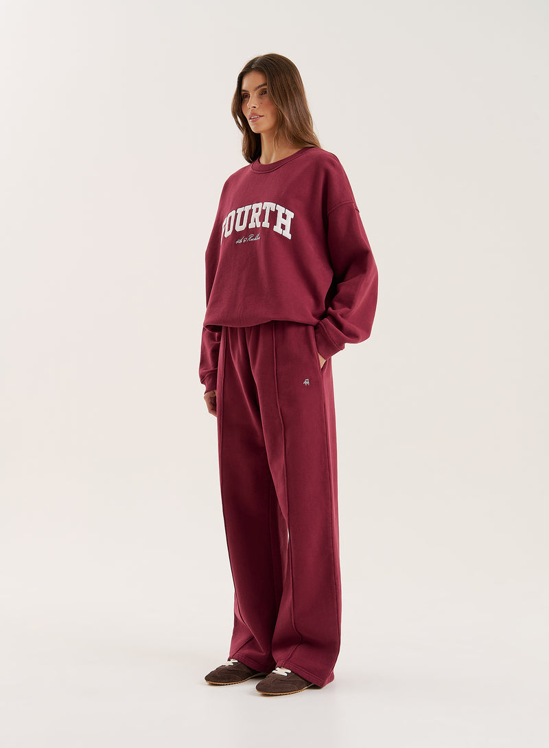 Burgundy Fourth Embroidered Branded Sweatshirt- Trey