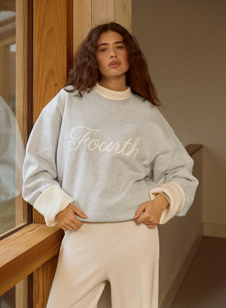 Light Grey Fourth Script Slogan Sweatshirt