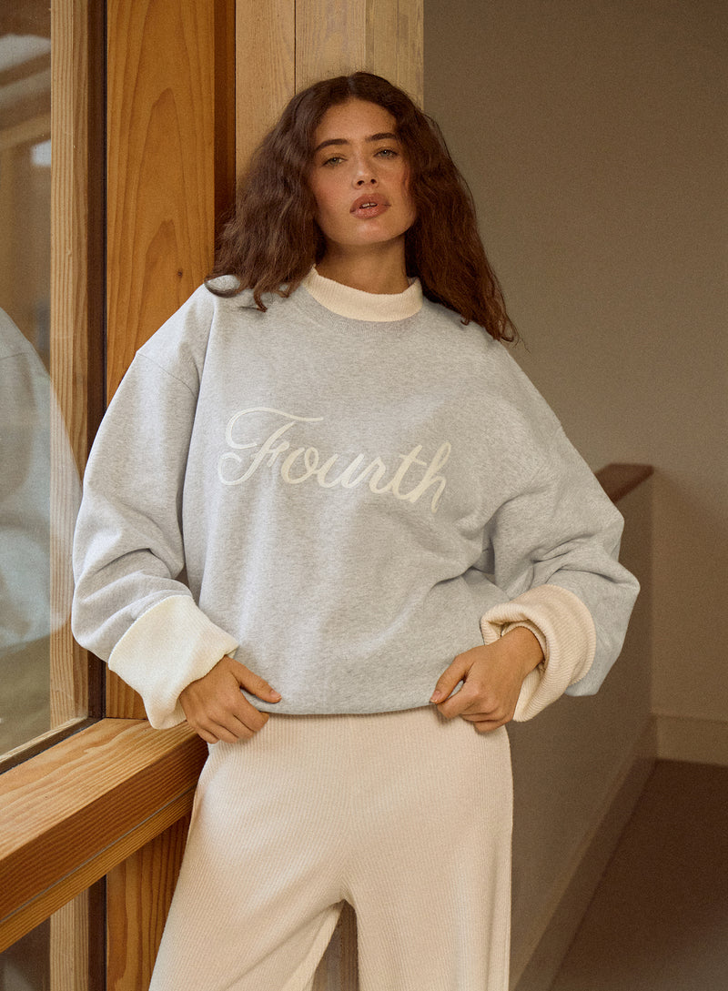 Light Grey Fourth Script Slogan Sweatshirt
