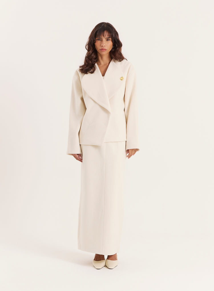 Cream Column Maxi Skirt- Shelly