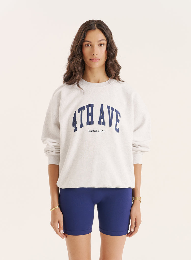 Grey 4th Avenue Slogan Oversized Sweatshirt- Avenue