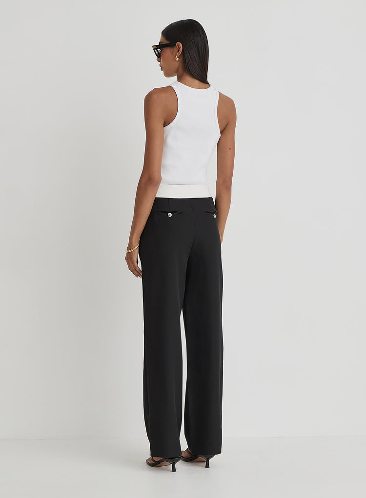 Black Exposed Waistband Trouser - Nadia