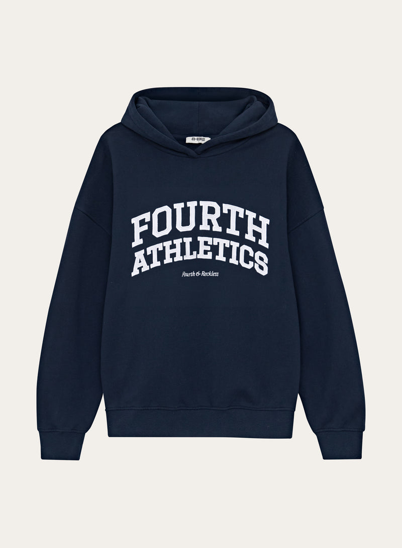 Navy Fourth Athletics Slogan Oversized Hoodie- Bobby