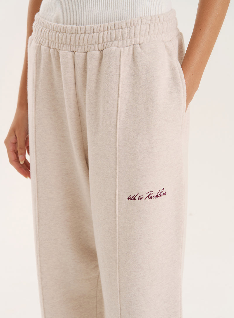 Oatmeal 4th Wide Leg Branded Joggers- Fergie