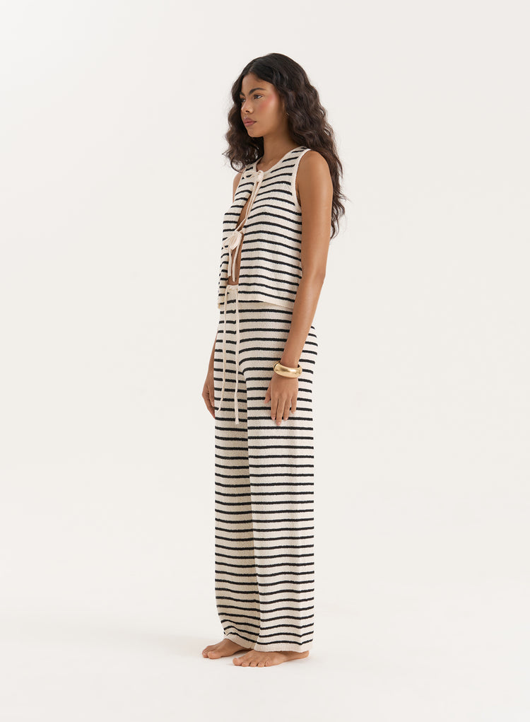 Striped Knitted Wide Leg Trouser- Bria