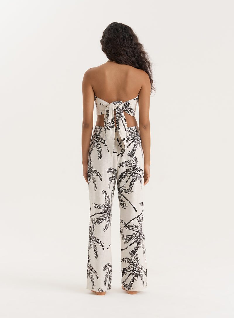 Printed Linen Blend Wide Leg Trouser- Yasmina