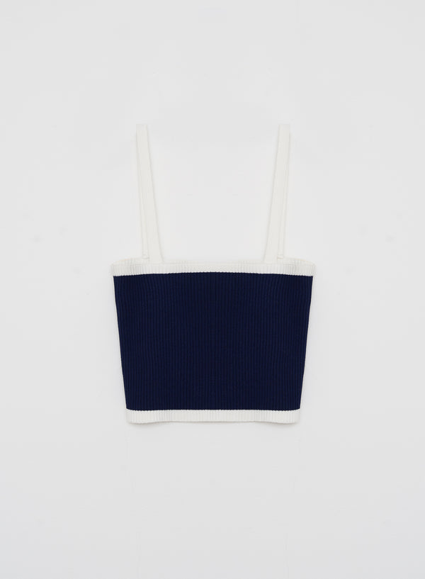 Navy Contrast Strap Knitted Crop Top- Colette