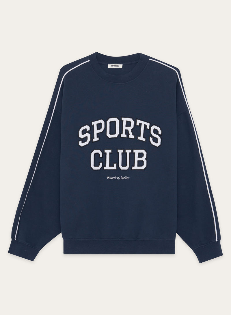 Navy Slogan Relaxed Oversized Sweatshirt- Ellie