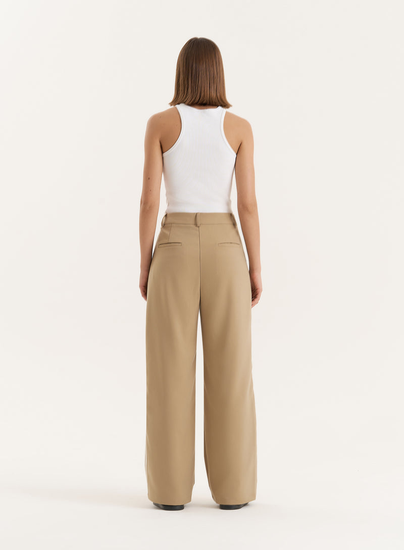 Camel Tailored Wide Leg Trouser- Reese