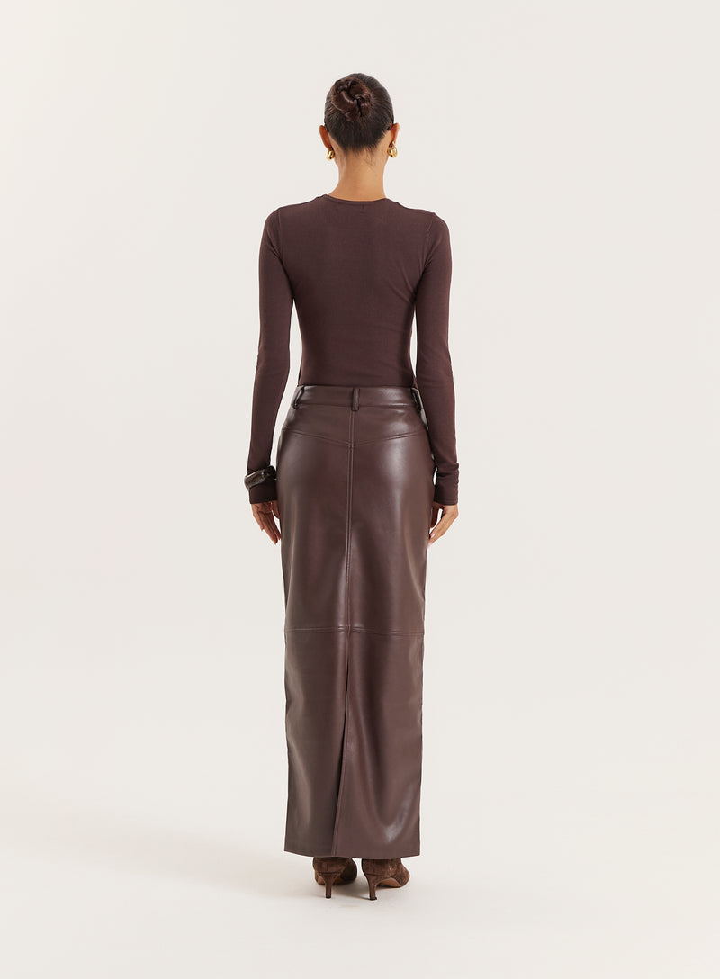 Chocolate Knitted Hardware Bust Detail Top- Hennii