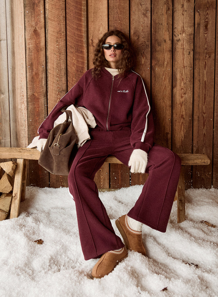 Burgundy Side Striped 4th Branded Joggers