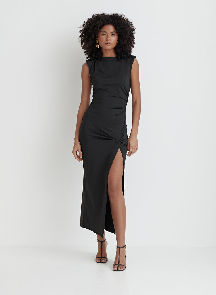 Black Side Split Midaxi Dress – Verity  