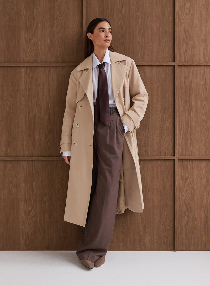 Beige Belted Trench Coat- Tabi