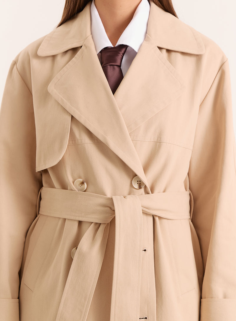 Beige Belted Trench Coat- Tabi