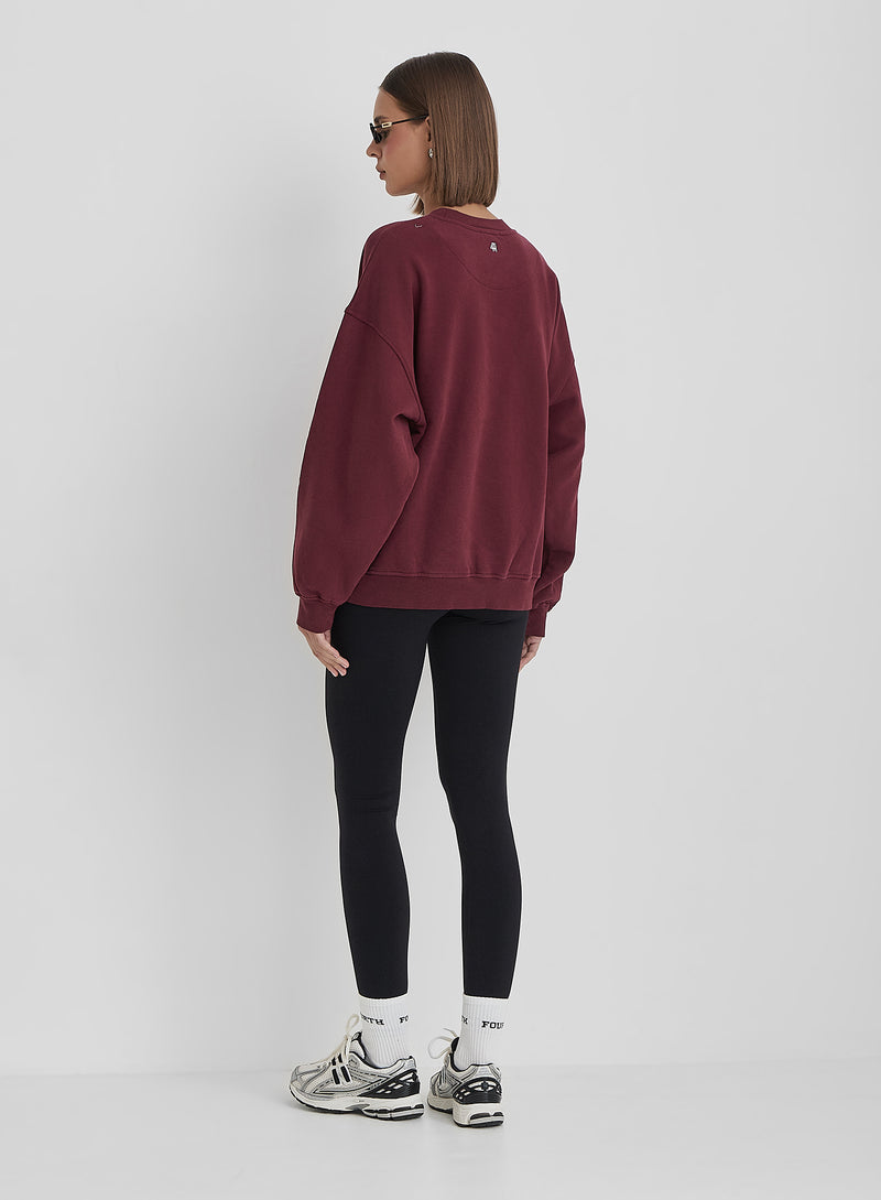 Burgundy Distressed Fourth Slogan Oversized Sweatshirt- Rylee