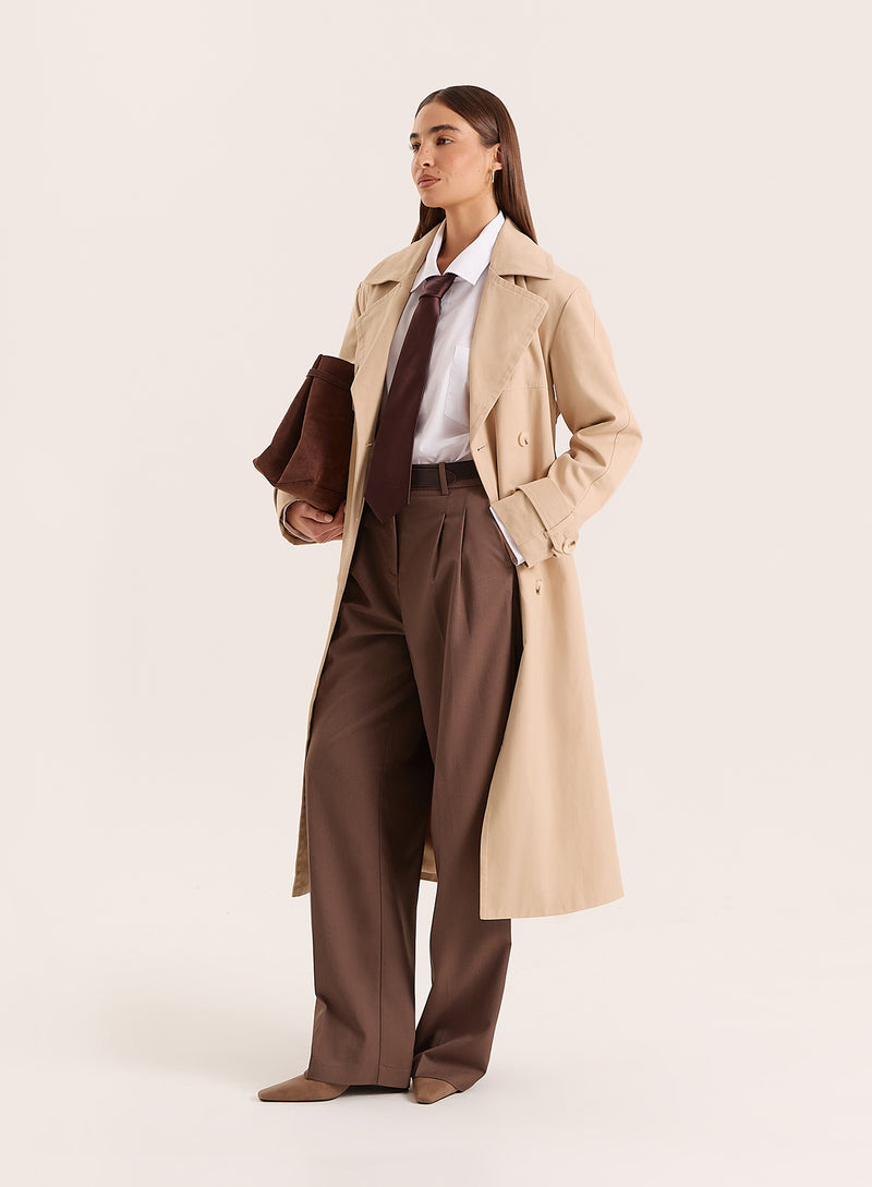 Beige Belted Trench Coat- Tabi