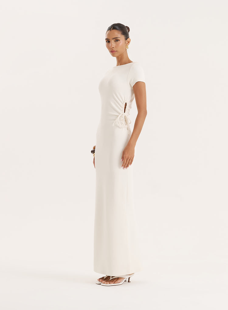 Off White Jersey Cut Maxi Dress- Aleixo